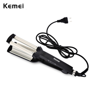 Kemei Professional Wave Hair Styler 3 Barrils Big Curling Iron Modelador De Cabelo Crimpagem Ferro Fofo Salão De Waver em Oferta na Shopee