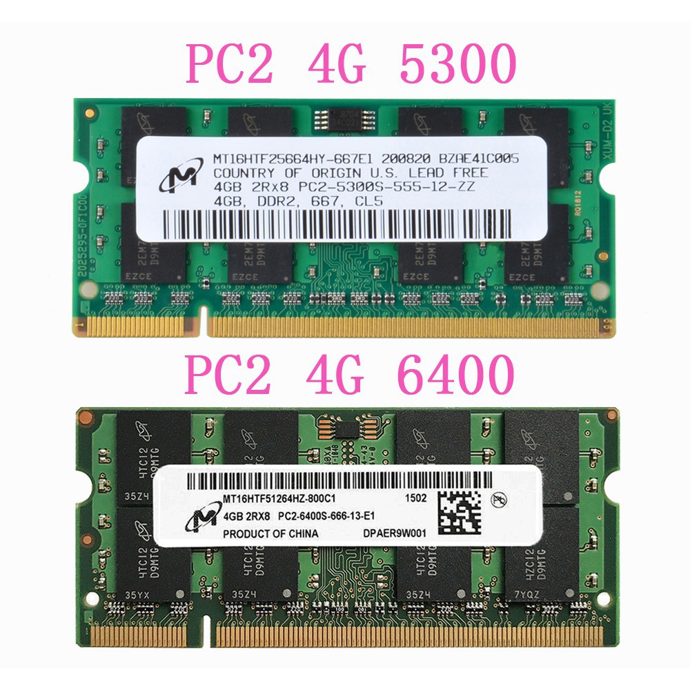 Ram Micron 4gb 2rx8 Pc2 5300s 6400s Ddr2 667mhz 800mhz So-Mim Notebook Ram