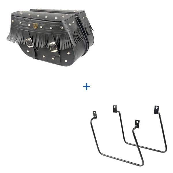 Kit Viagem Vulcan 650 Afastador + Alforge Lateral Losango 32 Litros Com Franjas