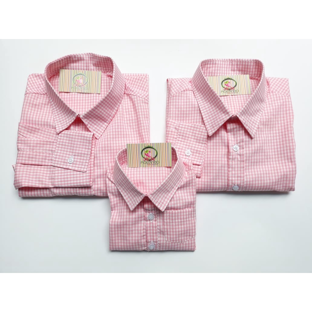 Kit de camisa manga curta pai, mae e filho