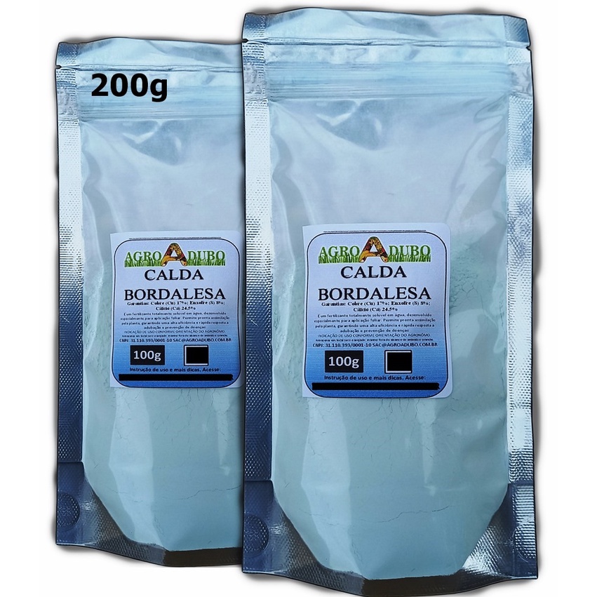 Calda Bordalesa Pacote 200g Foliar Calcio + Cobre Faz 200 Litros