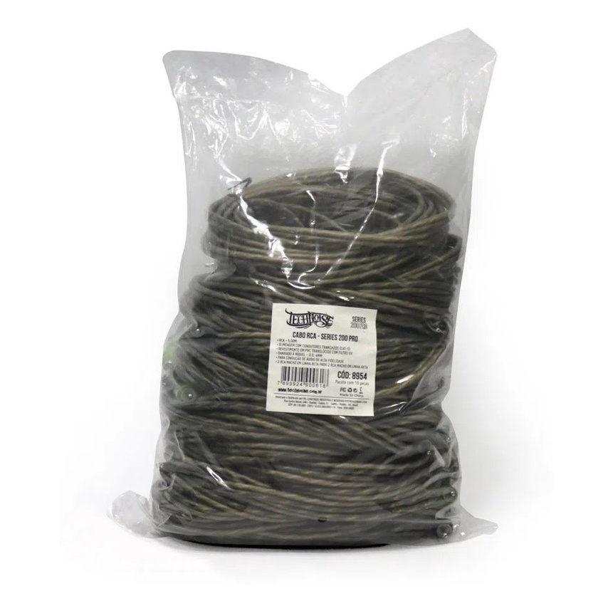 Cabo Rca 5 metros Technoise Série 200 Pro Pacote C/ 10 Peças em Oferta na Shopee