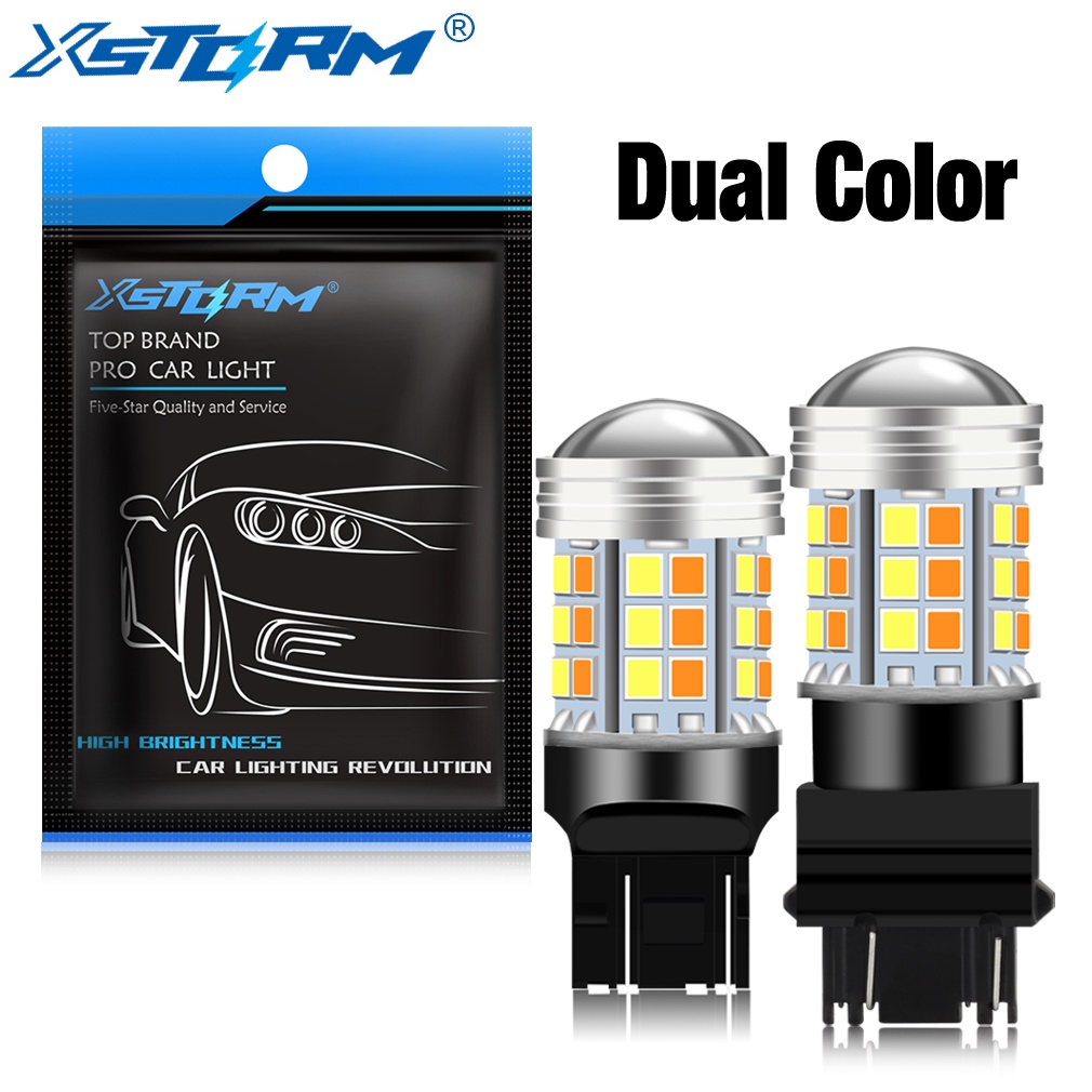 XSTORM 2pçs Lâmpada Dupla Cor T20 Led 7443 W21/5W 1157 BAY15D P21 T25 3157 P27/7W Carro DRL Sinal De Volta De Automóvel