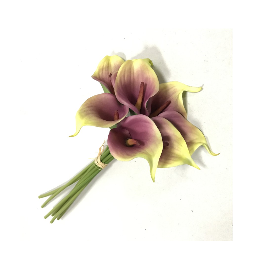 Buque de Callas Artificial Toque real com 8 Flores Decoração Cor verde com  miolo lilás | Shopee Brasil