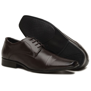 Sapato Social Oxford Masculino Couro Preto ou Marrom Estilo Italiano Bico Fino