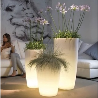 Vaso coluna redonda para decoração com LED vaso iluminado