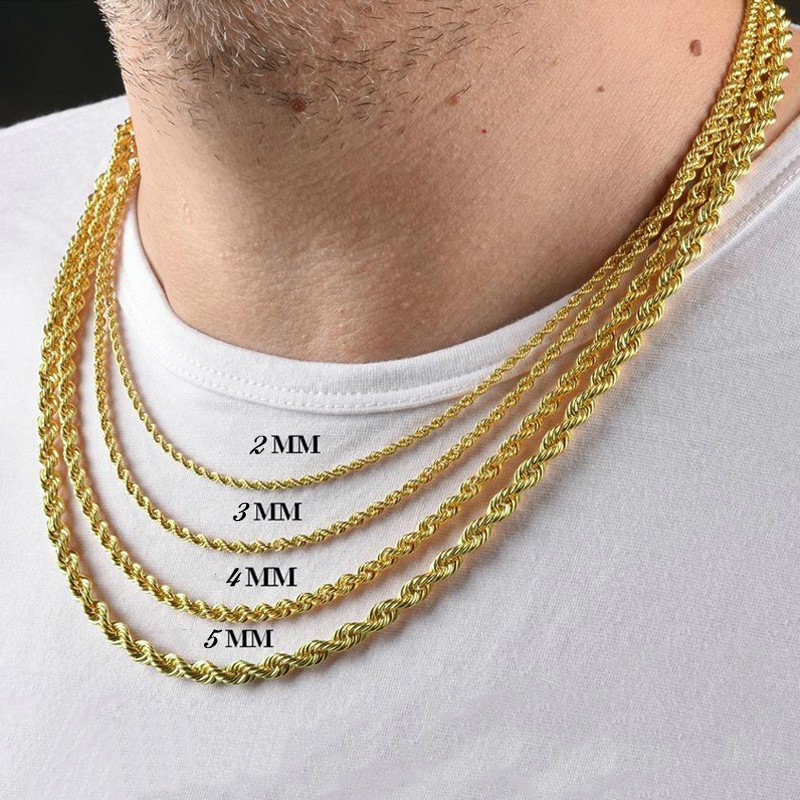Vnox Ouro Prata Cor Cheia De Aço Inoxidável Colar Corda Corrente Para Homens E Mulheres De 16-24 Polegadas Presente · foto 2