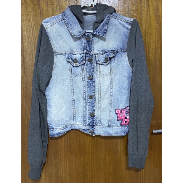 Half Hoodie Half Denim Jacket