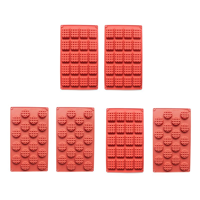 STE 2 Peças Conjunto 18 20 Cavidades Silicone Waffle Molde Fabricante Bolo Biscoito Chocolate Pan Cozimento