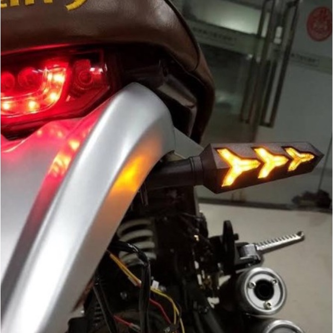 Kit 4 Peças Pisca Palito Slim De Seta Led Sequencial Esportiva Para Moto Amarelo Universal 12V