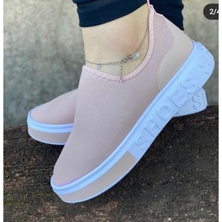 Tenis Shoes Feminino Meia Slip -On Calce Facil Confortavel Leve Casual