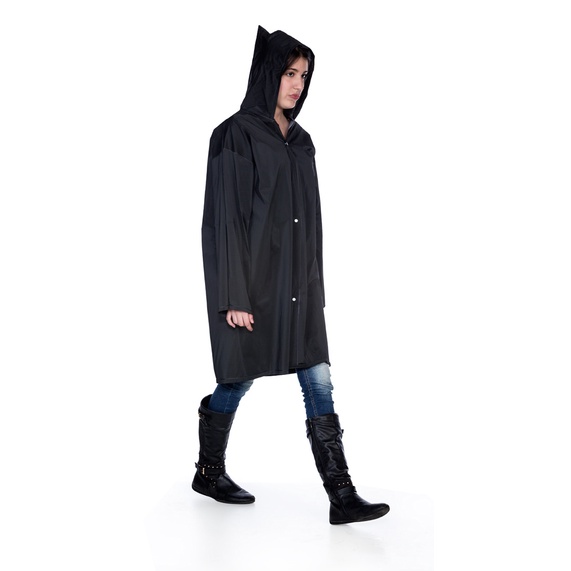 Capa De Chuva Pvc Forrada Preta Tam M