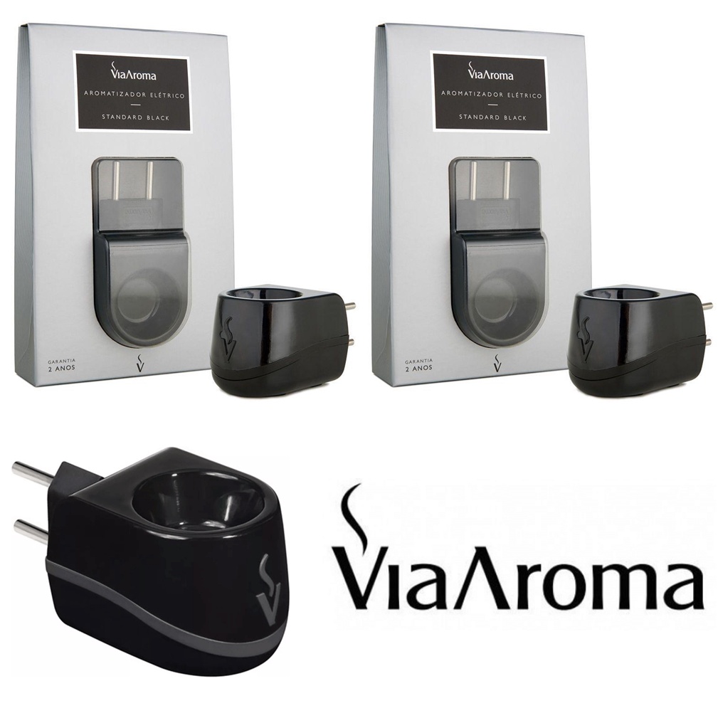 2 UND Aromatizador Difusor Eletrico Via Aroma Standard Aromaterapia - Bivolt - BLACK