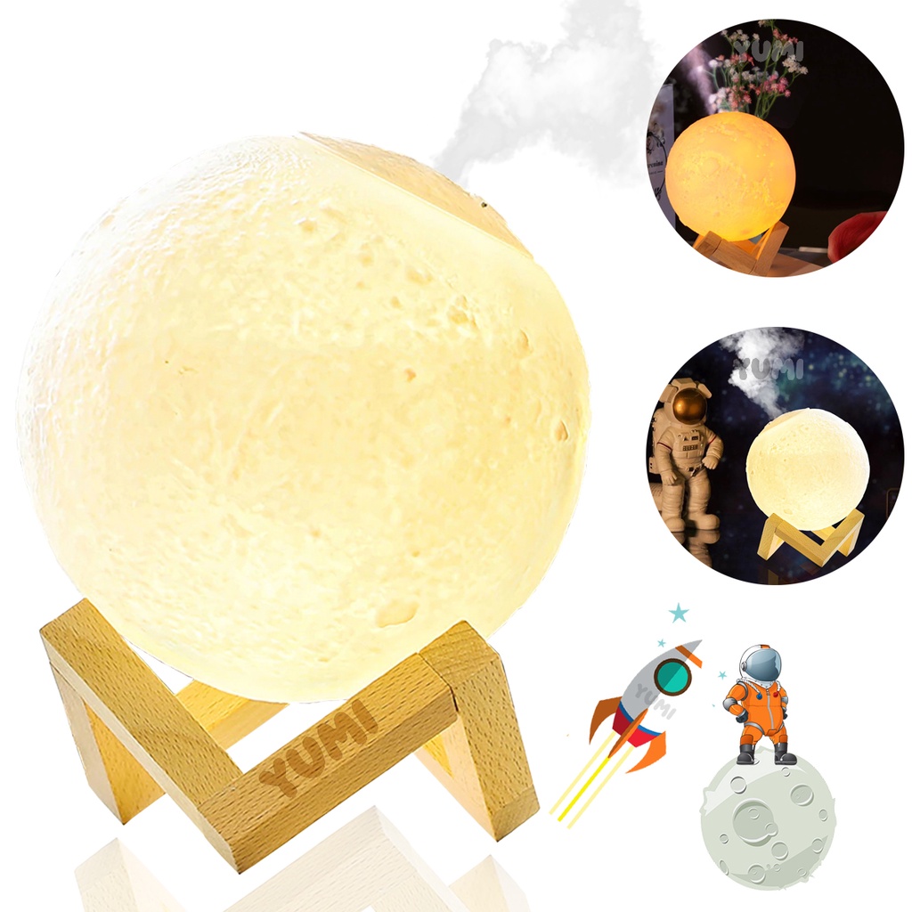 Umidificador Luminária Lua Cheia 3d Ultrassônico Aromatizador De Ambientes USB + LED em Oferta na Shopee