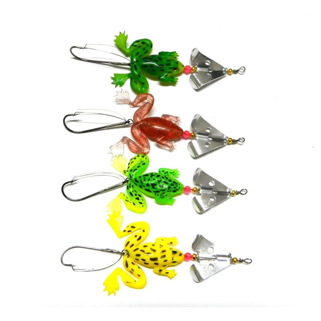 Kit 04 Iscas Artificiais Sapo Frog Sapinho Superfície Anti Enrosco de 9 cms e 6 gramas Pesca Traíra Black Bass Tucunaré Dourado Robalo em Oferta na Shopee
