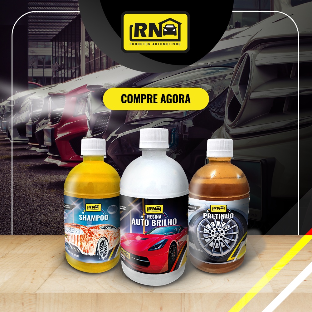 Kit Lavagem Automotiva Carro Moto 1 Shampoo Concentrado 1 Cera Liquida 1 Pneu Pretinho Rn 500ml em Oferta na Shopee