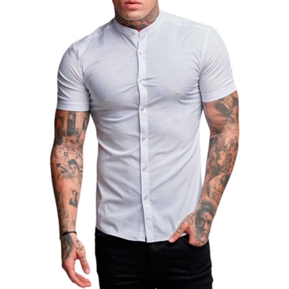 Camisa Gola Padre Masculina Manga Curta