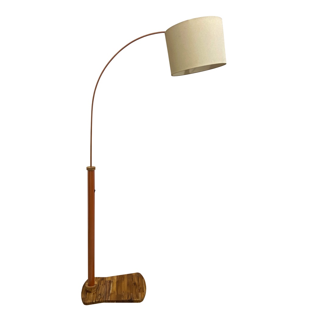 Abajur De Chão Luminária De Piso Lustre Arco Cobre e Cúpula Bege