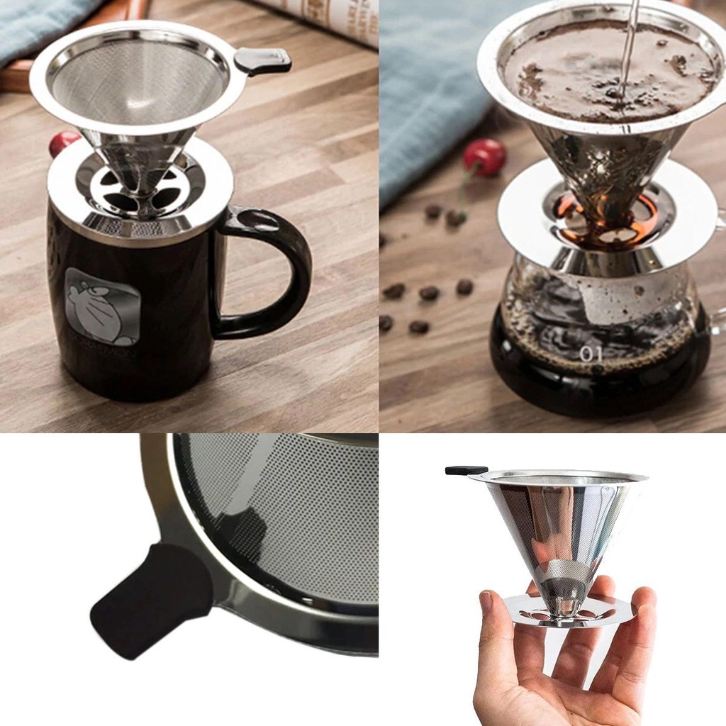 Coador Café Aço Inox FIltro Pour Over Reutilizável 102 | Shopee Brasil