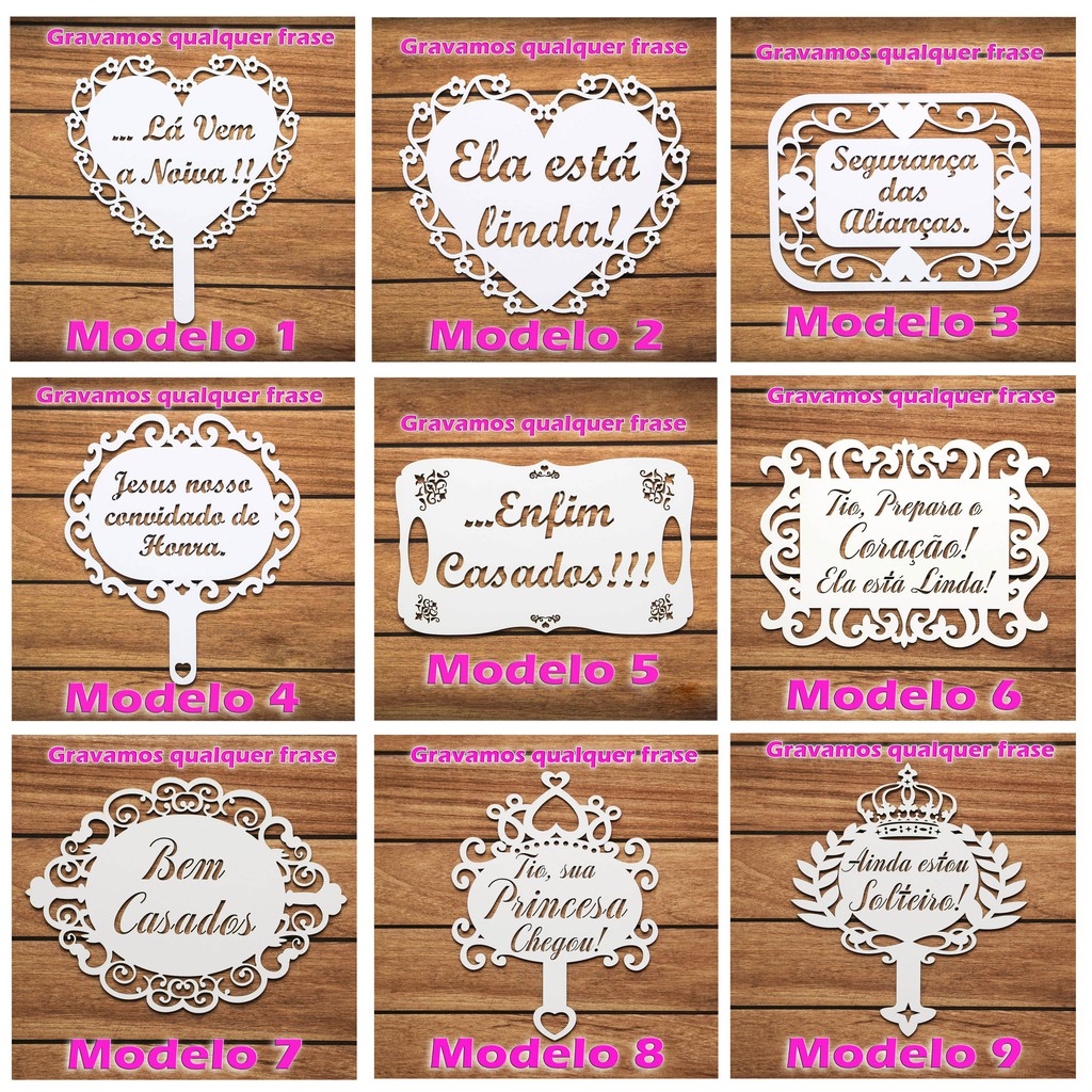 Kit 6 Placas Casamento Mdf - Lá Vem A Noiva- Personalizada