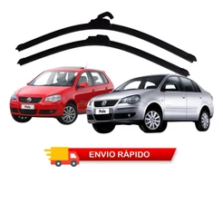 Par Palheta Limpador Parabrisa Dianteiro Polo Hatch Sedan 2002 a 2010