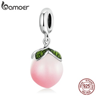 Bamoer Pulseira Com Pingente De Pêssego/Prata 925 Para Presente/Diy/Acessórios SCC2177