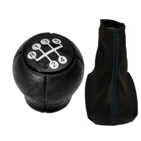 Coifa Cambio + Manopla Cambio Corsa Celta Vectra Meriva - BOLA PRETA COSTURA AZUL