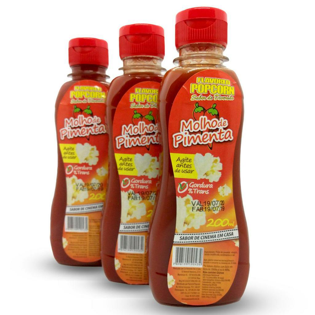 Molho de Pimenta Popcorn - 3 Frascos de 200ml