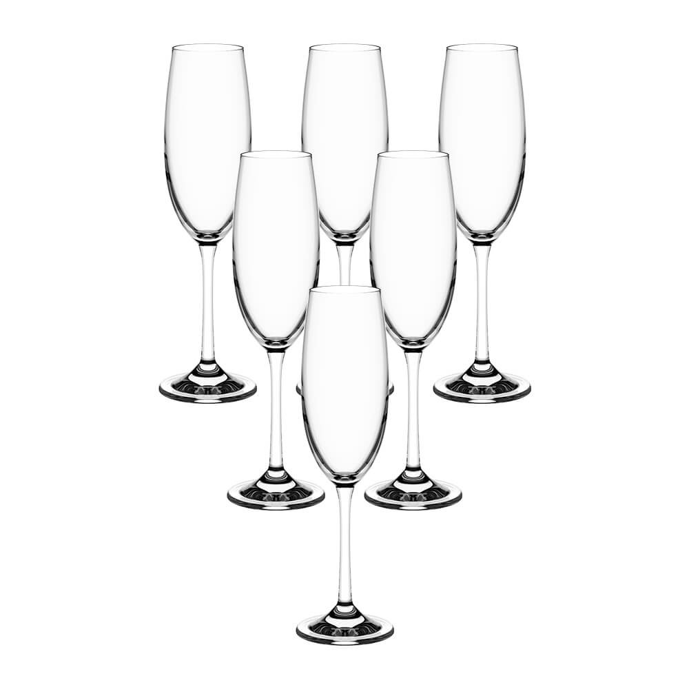 Jogo de taças de Champanhe de Cristal com Titânio 6 peças 220ml Haus Concept 56313/100 - Home & Living