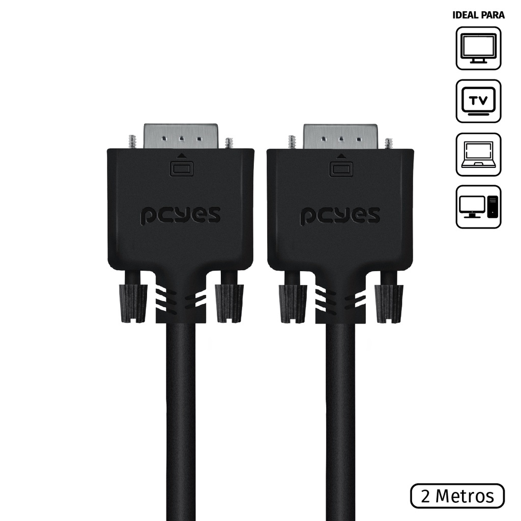 CABO DE VÍDEO VGA 15 PINOS MACHO PARA VGA 15 PINOS MACHO 28AWG PURO COBRE 2 METROS - PVM15-2