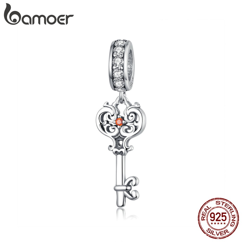 BAMOER Key Charm 925 Silver Bracelet Accessories BSC092 em Oferta na Shopee