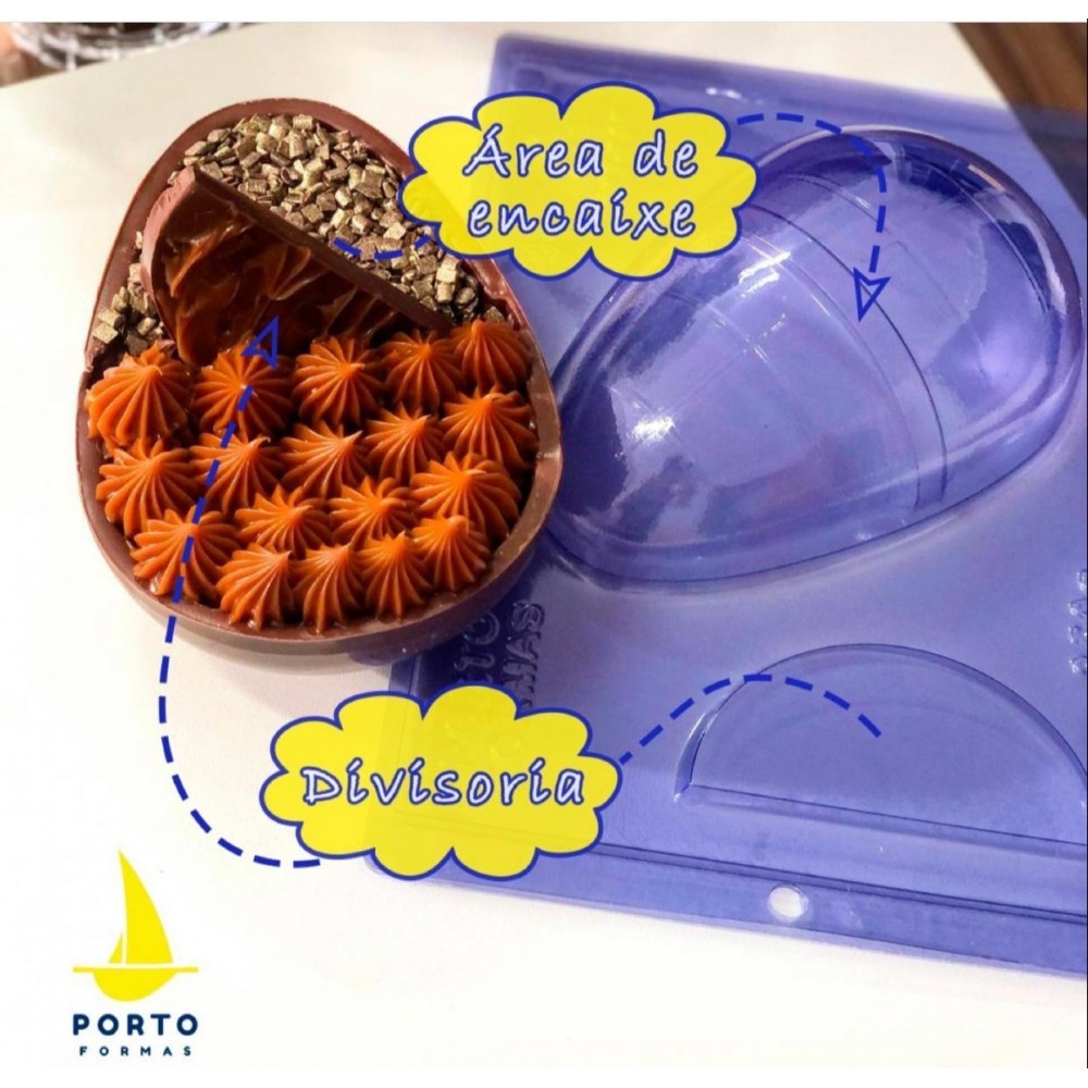 1~5 Forma Porto Com Silicone (3 partes) Para Chocolate OVO PARA 2 RECHEIOS, 350G – CÓD p94 em Oferta na Shopee