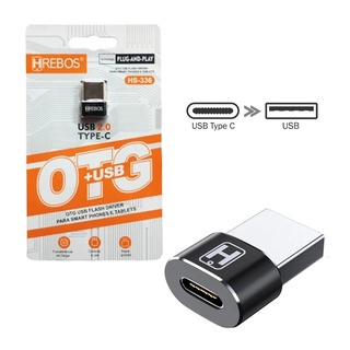 Adaptador Usb C Fêmea HREBOS Hs-336Para Usb 2.0 Plug-and-play