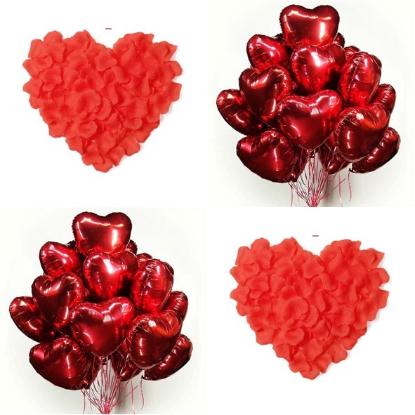 Kit Decoração Romantica - 300 Pétalas de Rosas Artificiais + 6 Balão Coração em Oferta na Shopee