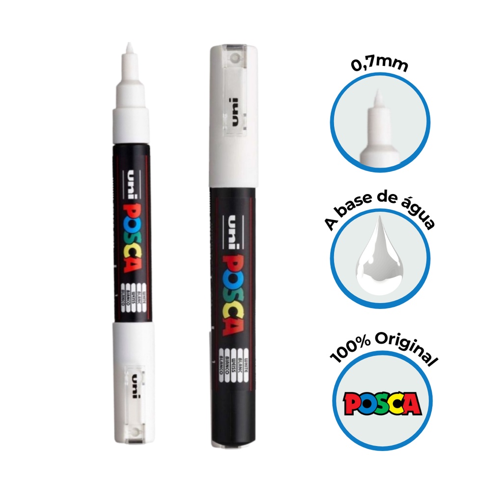 Caneta Posca Pc-1m ponta 0.7mm - Kit c/ 2 Branca - Uniball