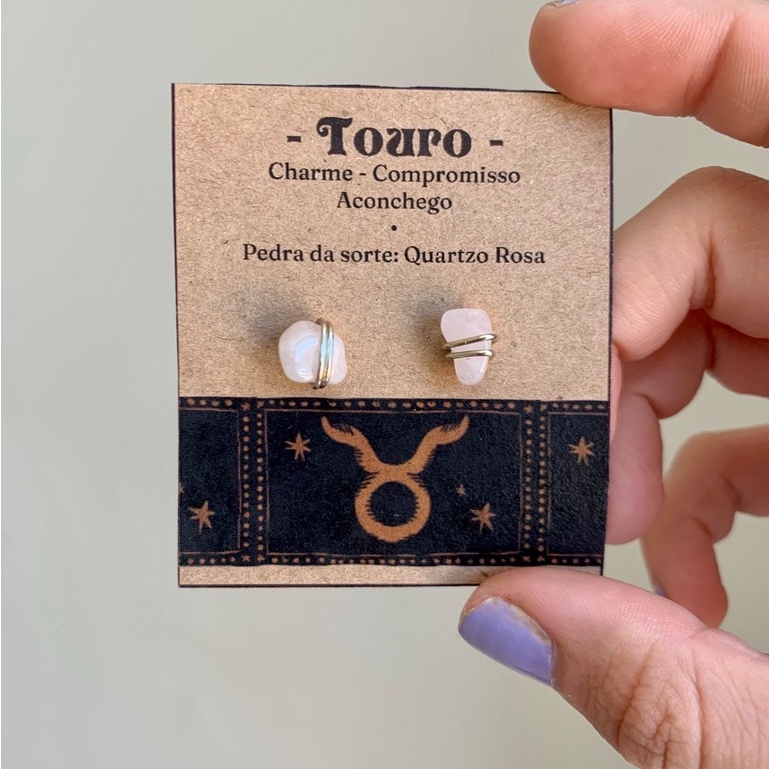 Imagem Par de Brincos Signo Touro - Quarto Rosa