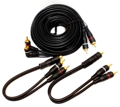 Kit Cabo RCA 5 Metros e 2 Y 2M/1F Banhados a Ouro Mono Blindagem Semi Blindado Para Módulo Amplificador