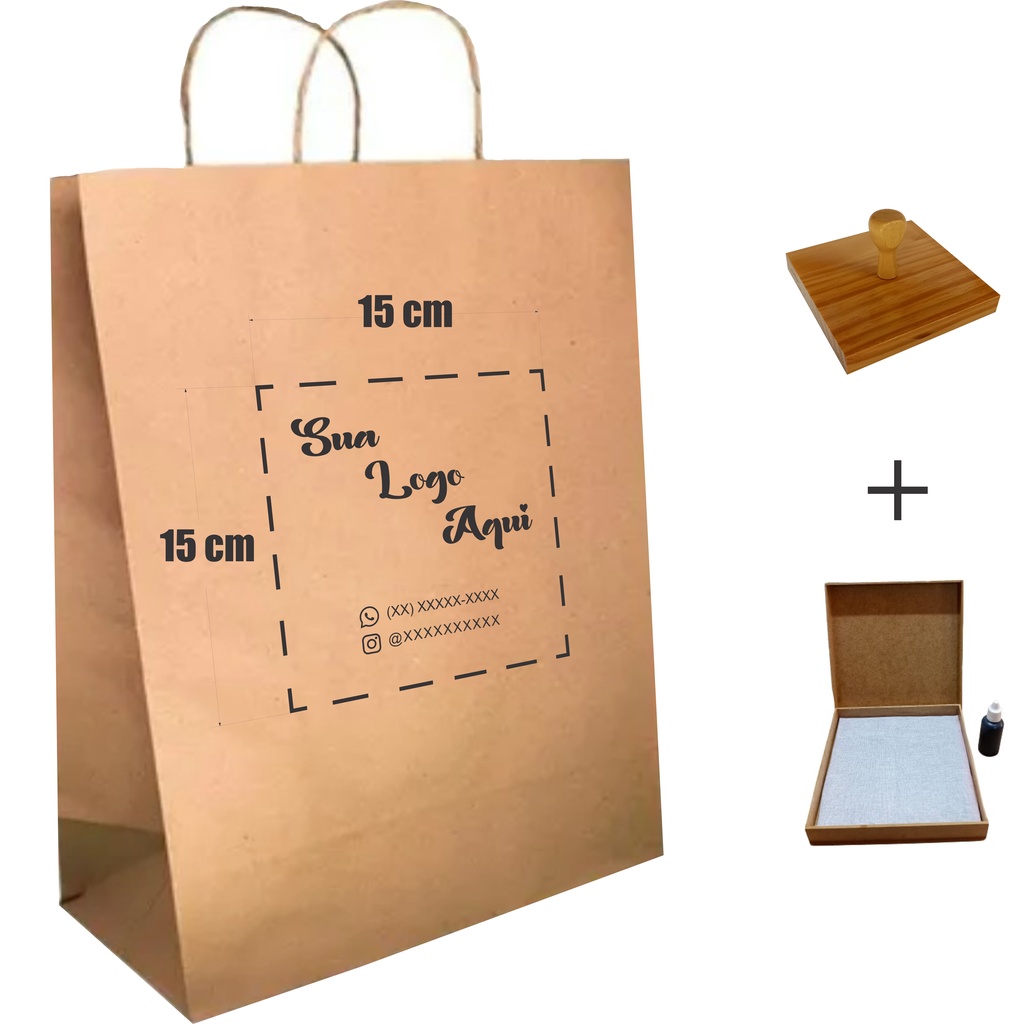 Carimbo Personalizável 15x15 Cm + Almofada + Tinta