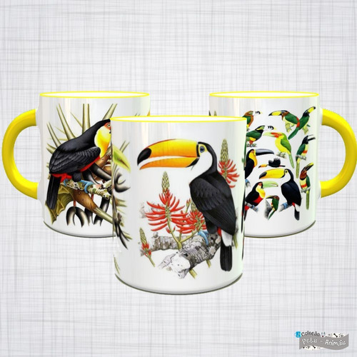 Caneca Porcelana Tucano canecas da natureza canecas de animais silvestres meio ambiente conscientização mata atlantica fauna amazônia caneca de aves