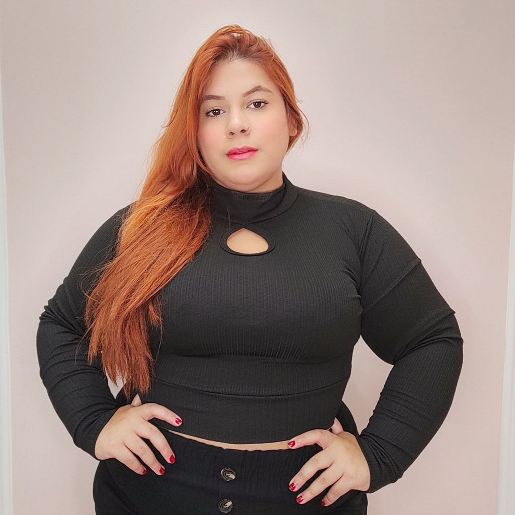 Cropped Belinda Decote Gota Gola Alta Plus Size Shopee Brasil 5538