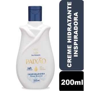 Creme Hidratante Corporal Paixão Inspiradora com Óleo de Amêndoas Rosas Brancas 200ml (Creme Paixao)