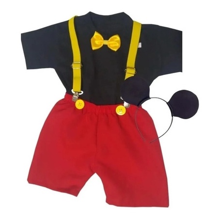 Roupa Do Mickey: Conjunto Bebê Festa Fantasia Baby Az 3 Pçs