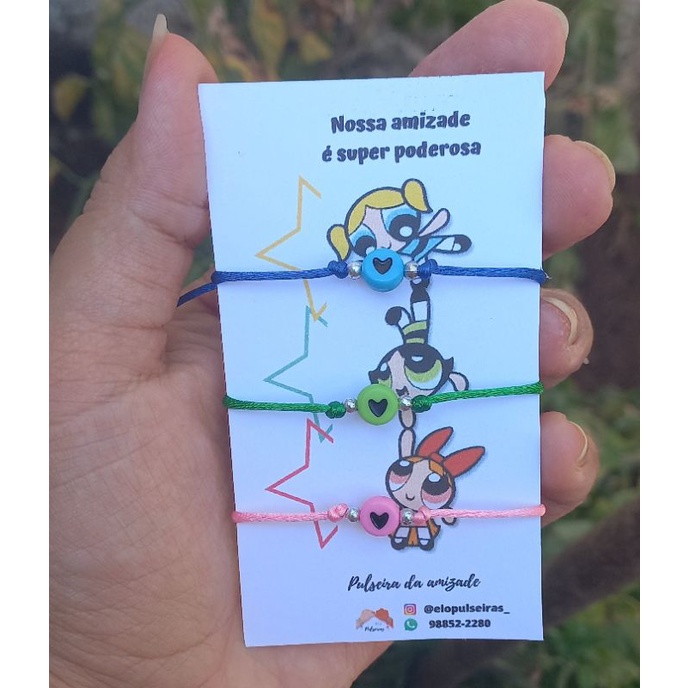 kit de 3 Pulseira da amizade meninas super poderosa/ fio colorido