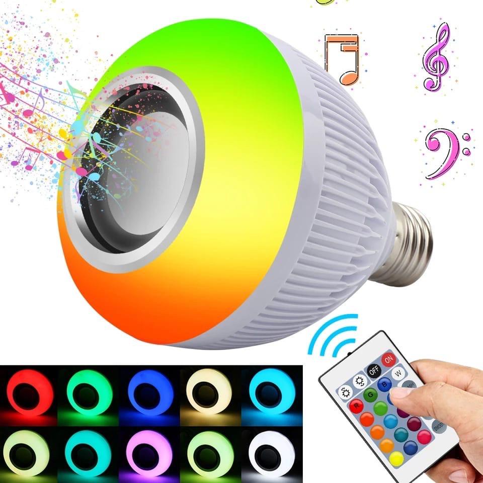 Lampada Bluetooth De Led Caixa De Som Com Controle 12w Rgb