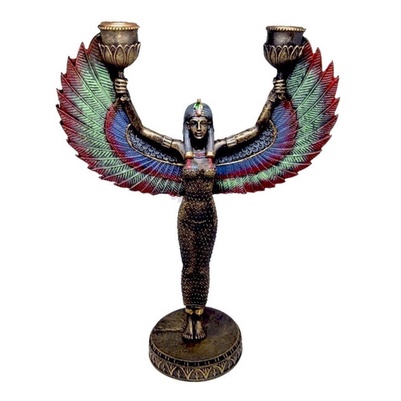 Estatua Estatueta Deusa Isis Castiçal Wicca