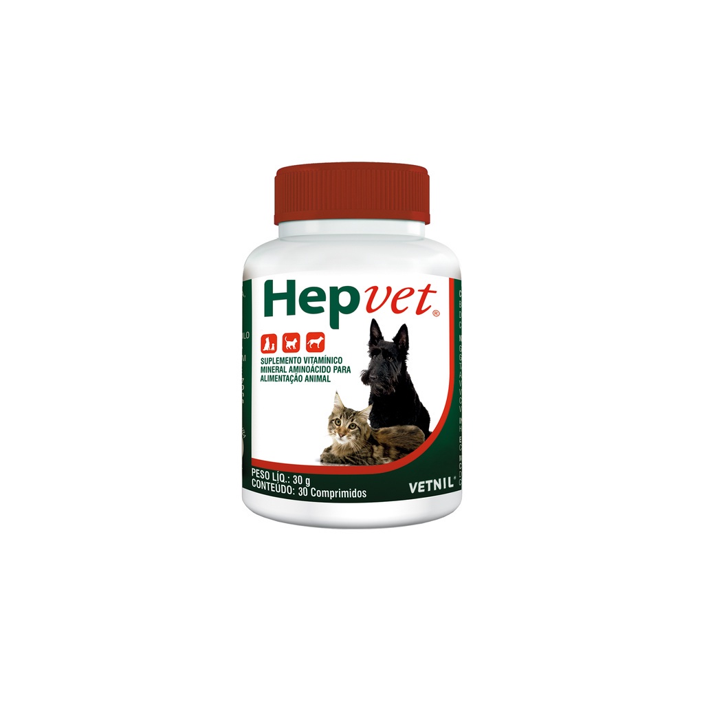 Suplemento Hepvet 30 Comprimidos Vetnil Hepatico Hepatic Figado Cães Gatos - Pets