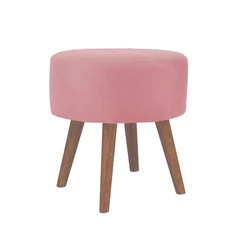 Puff Puf Banqueta Para Maquiagem Madri Suede Rosê Para Decoração De Sala E Quarto Camarim E Closet