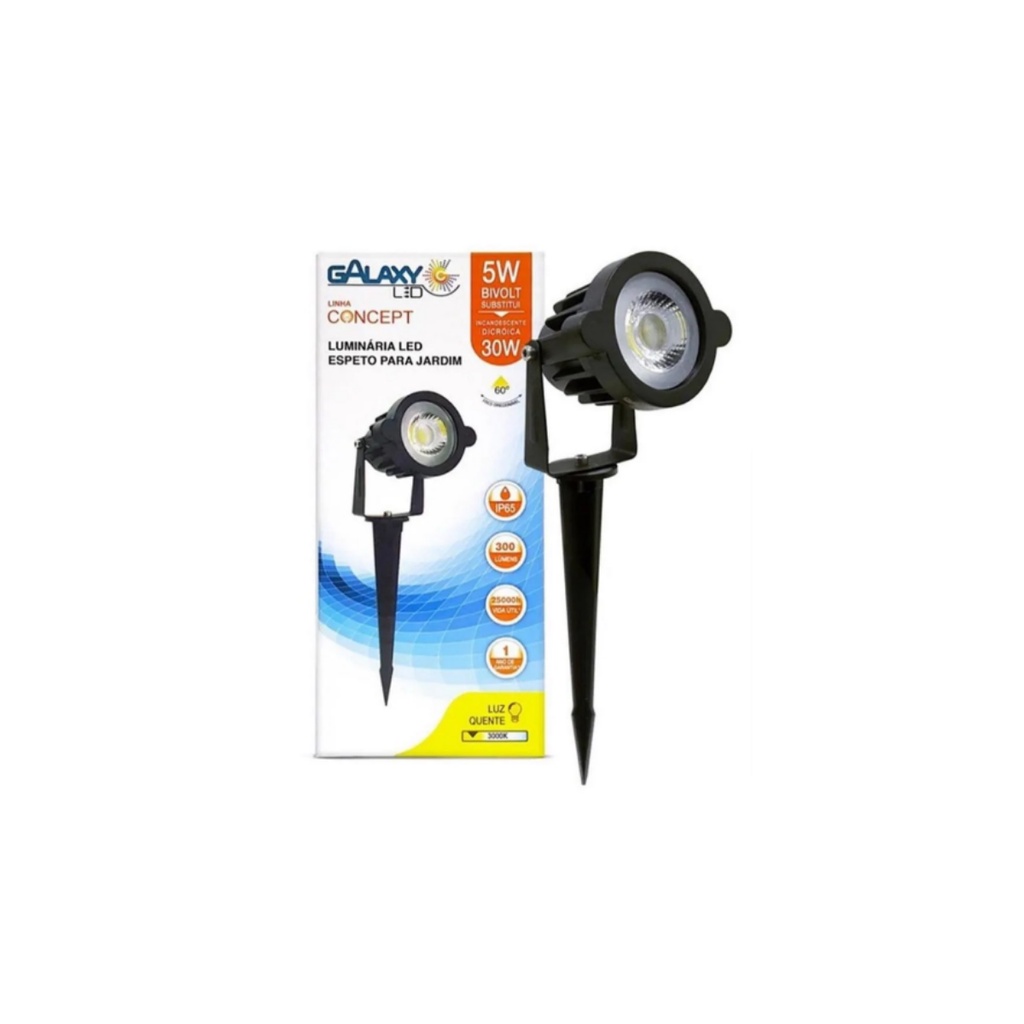 Luminaria LED Espeto p/ Jardim 5W 3000K Amarelo Galaxy Shopee Brasil