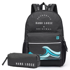 Mochila Hang Loose Escolar Estojo Faculdade Trabalho Espaçosa