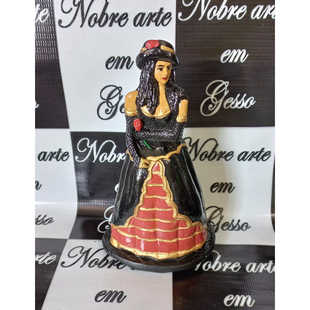 estatua personalizada Imagem Pomba Gira do Cabaré 20cm gesso preto com vermelho personalizada